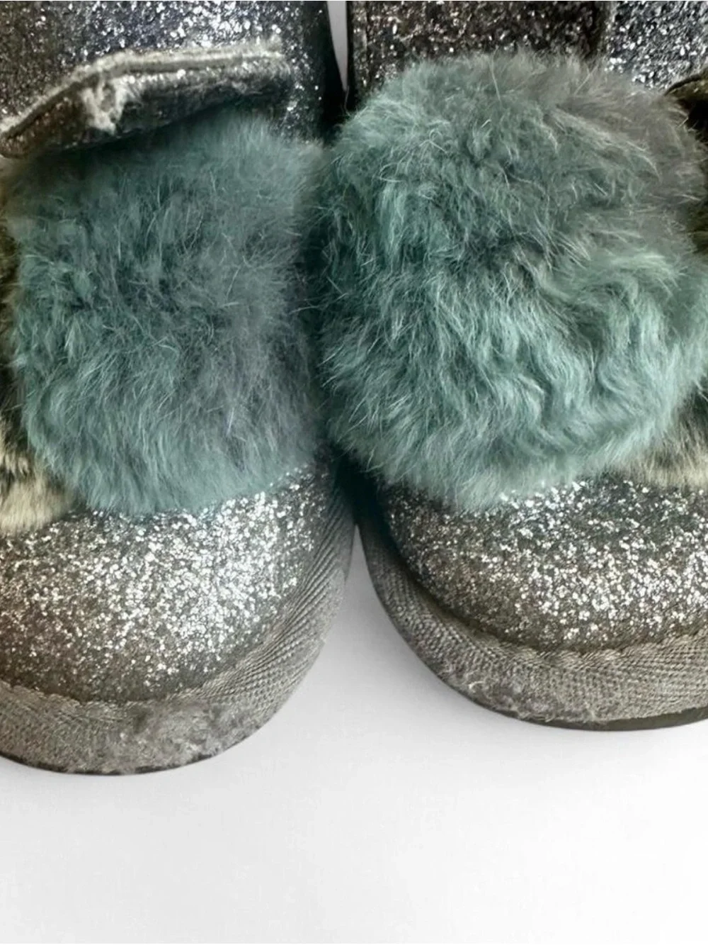 Paliament Silver glitter bunny winter boots with fur